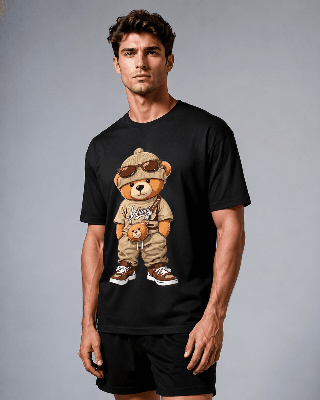 Stylish Teddy Bear Graphic Black T-Shirt – Premium Cotton Casual Tee - Image 2
