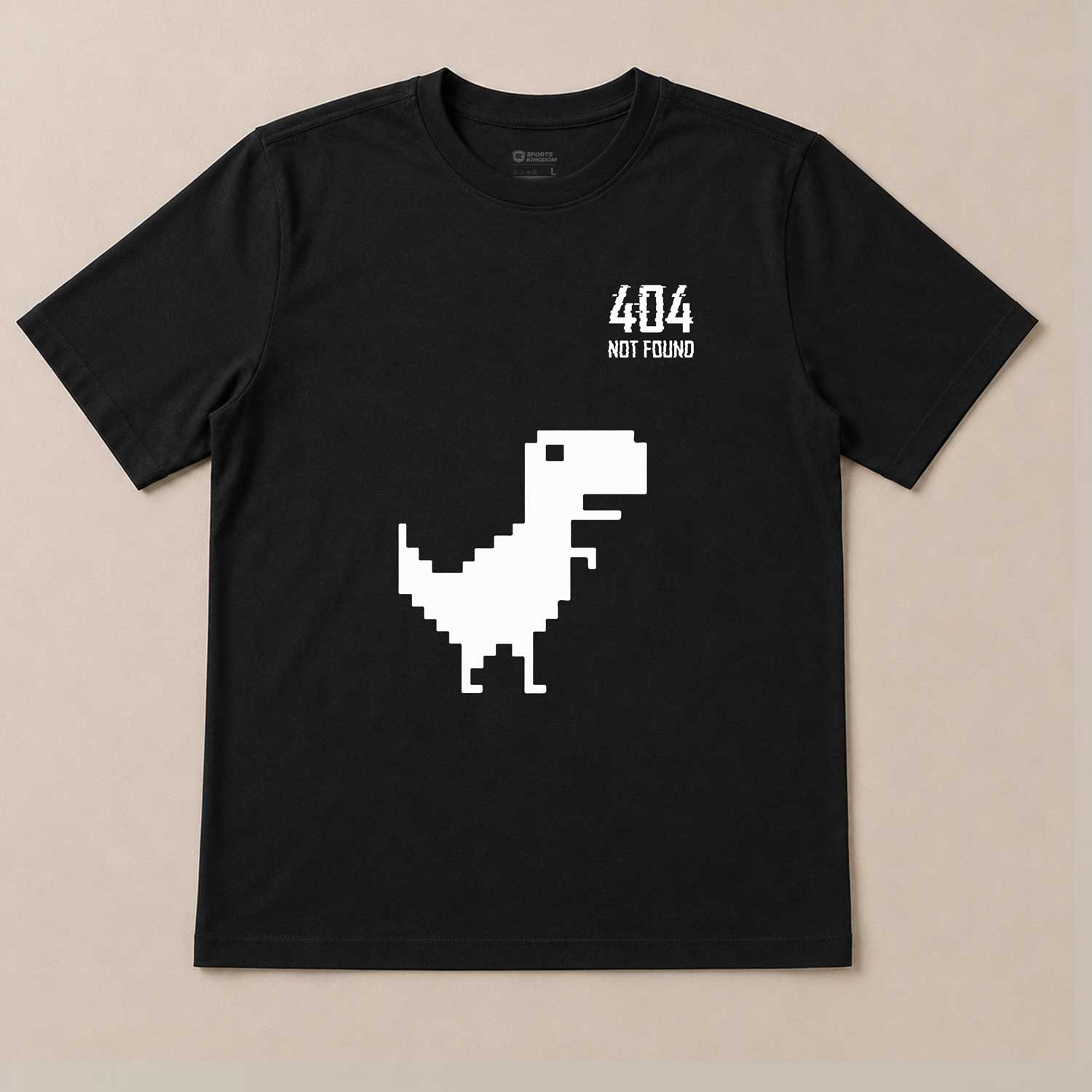 404 Not Found Dinosaur Graphic Black T-Shirt