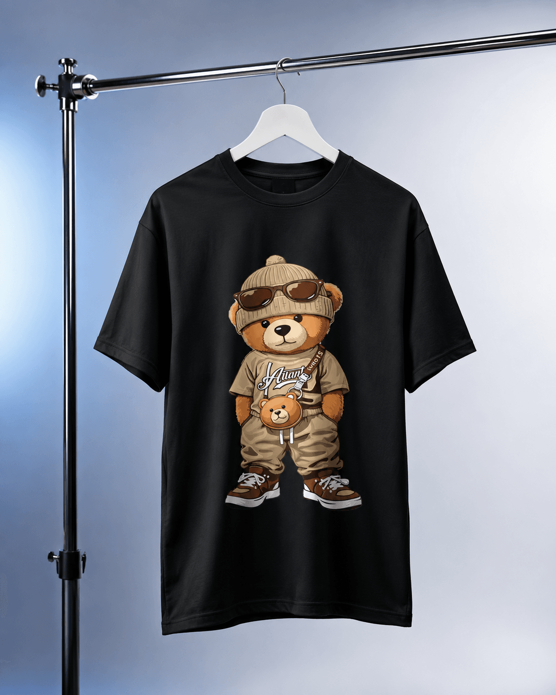 Stylish Teddy Bear Graphic Black T-Shirt – Premium Cotton Casual Tee - Image 4