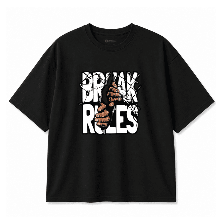 Break Rules Oversized Black Graphic T-Shirt – Streetwear Style