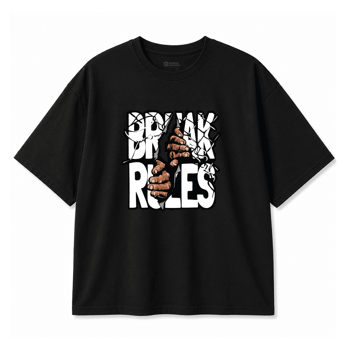 Break Rules Oversized Black Graphic T-Shirt – Streetwear Style
