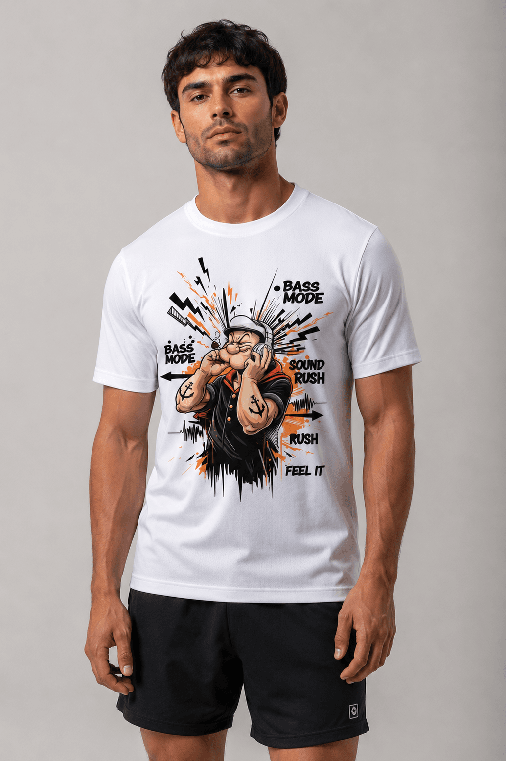 Bass Mode Graphic White T-Shirt – Music Streetwear Cotton Tee - Image 2