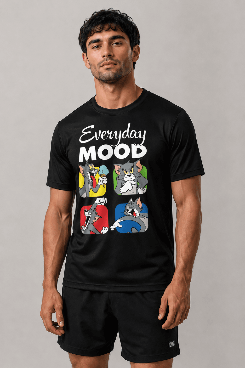 Everyday Mood Funny Cat Graphic Black T-Shirt – Premium Cotton Casual Tee - Image 2