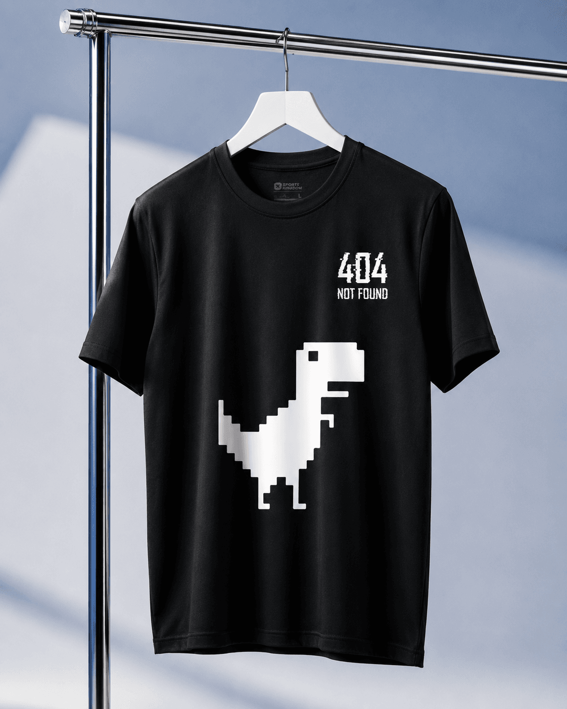404 Not Found Dinosaur Graphic Black T-Shirt - Image 2