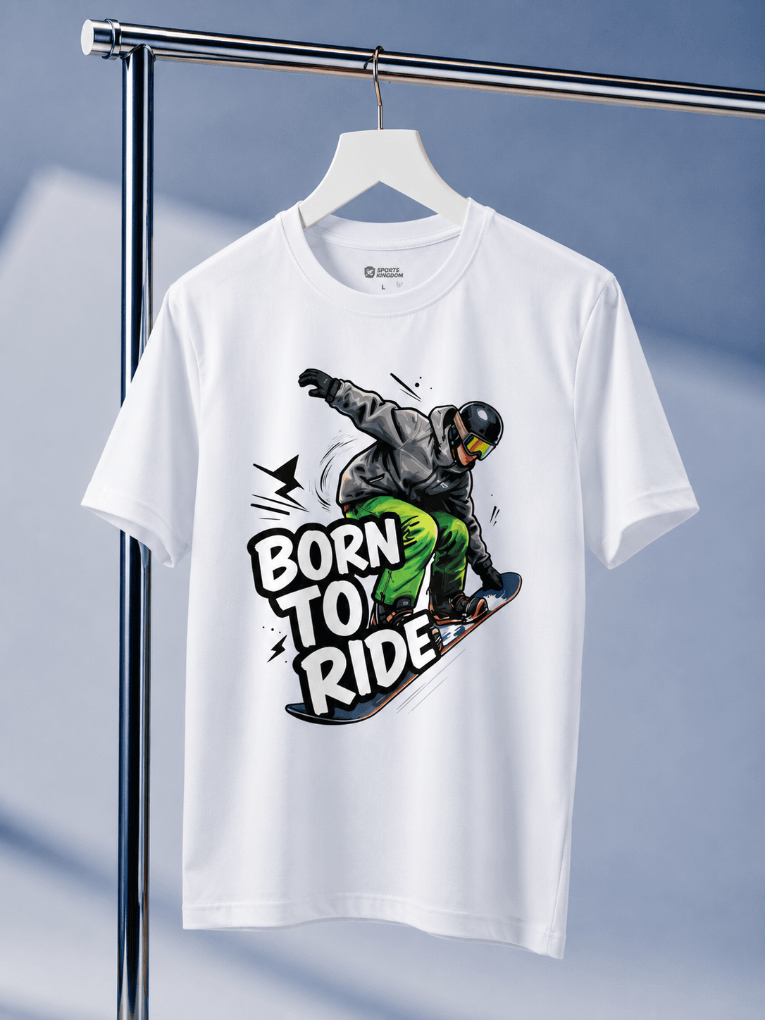 Born to Ride Snowboard Graphic White T-Shirt - Image 2