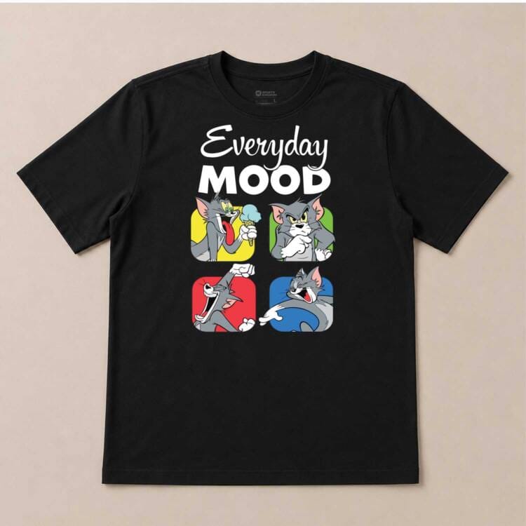 Everyday Mood Funny Cat Graphic Black T-Shirt – Premium Cotton Casual Tee