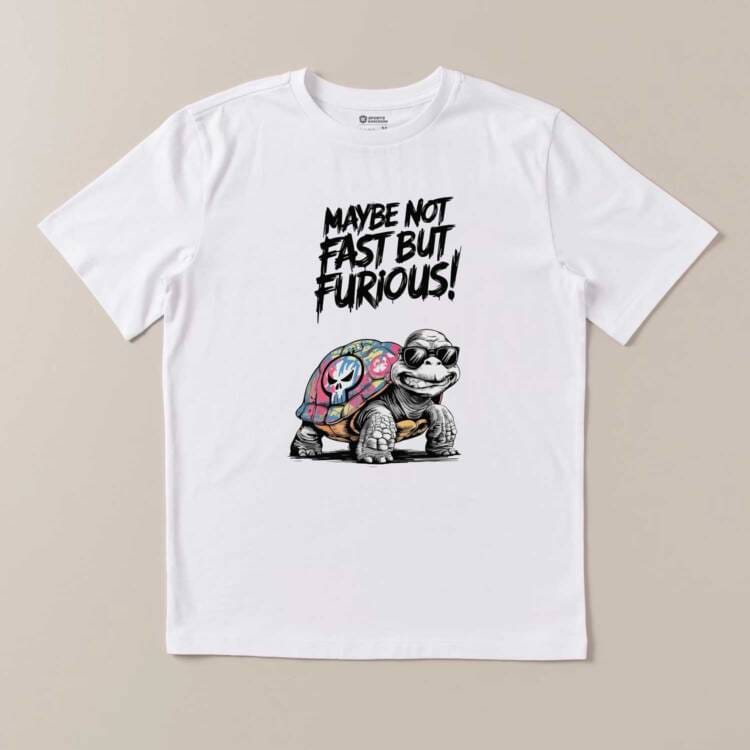 Maybe Not Fast But Furious Turtle white T-Shirt