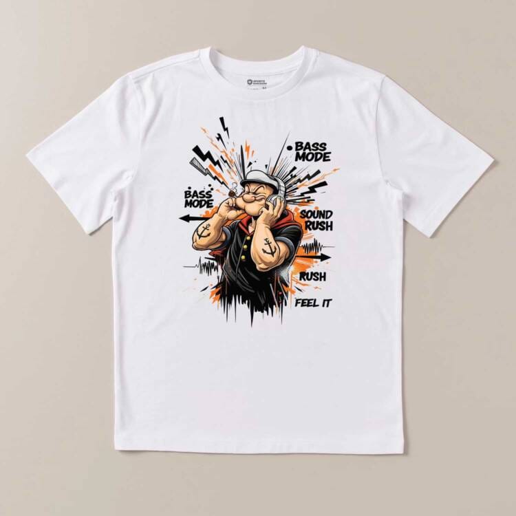 Bass Mode Graphic White T-Shirt – Music Streetwear Cotton Tee