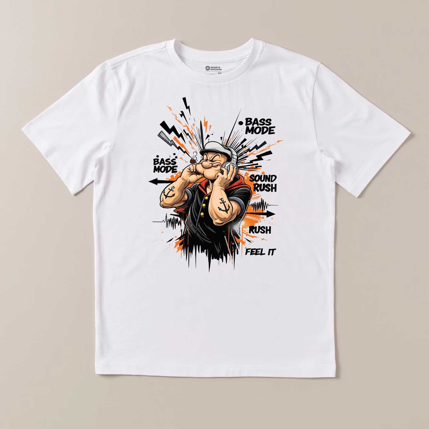 Bass Mode Graphic White T-Shirt – Music Streetwear Cotton Tee