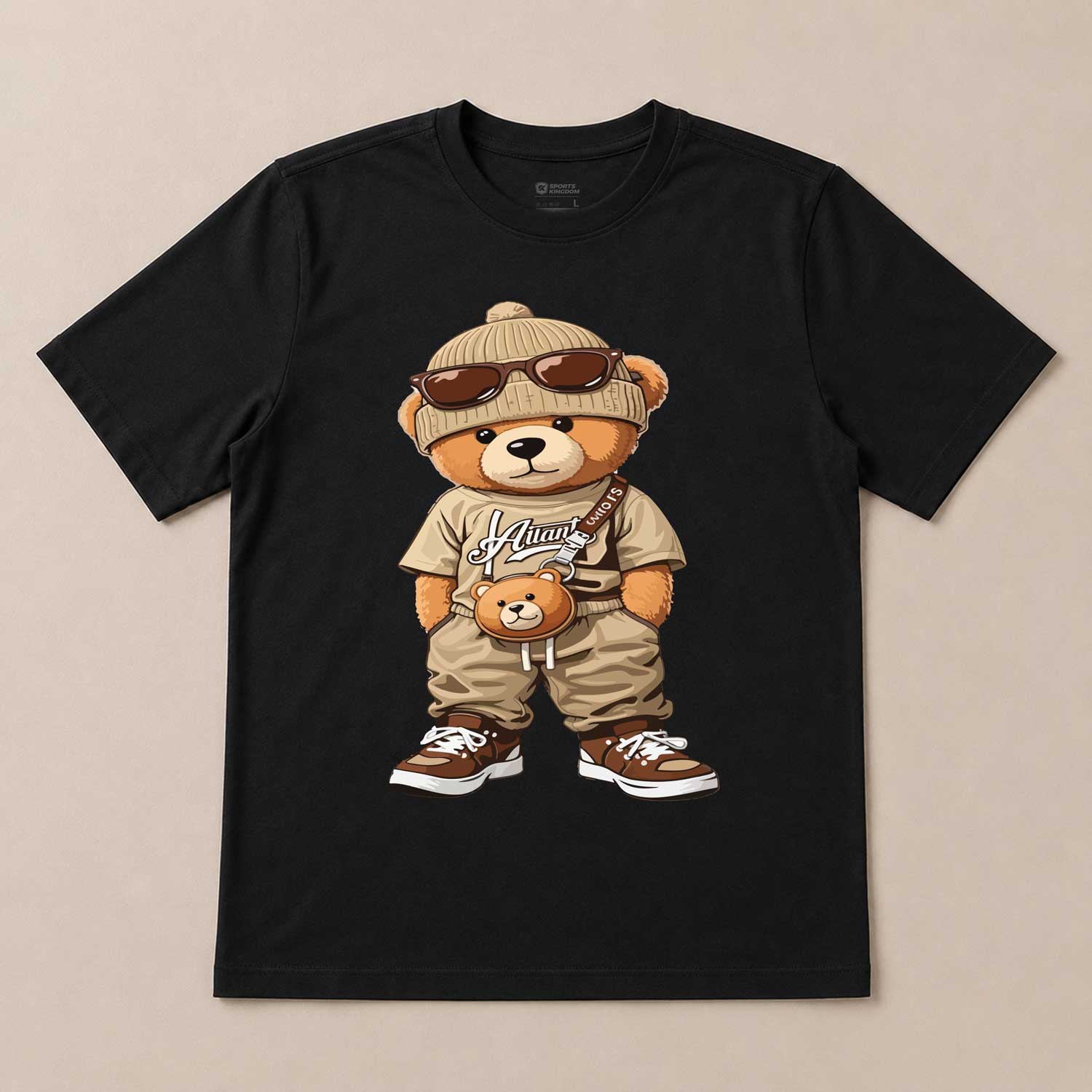 Stylish Teddy Bear Graphic Black T-Shirt – Premium Cotton Casual Tee