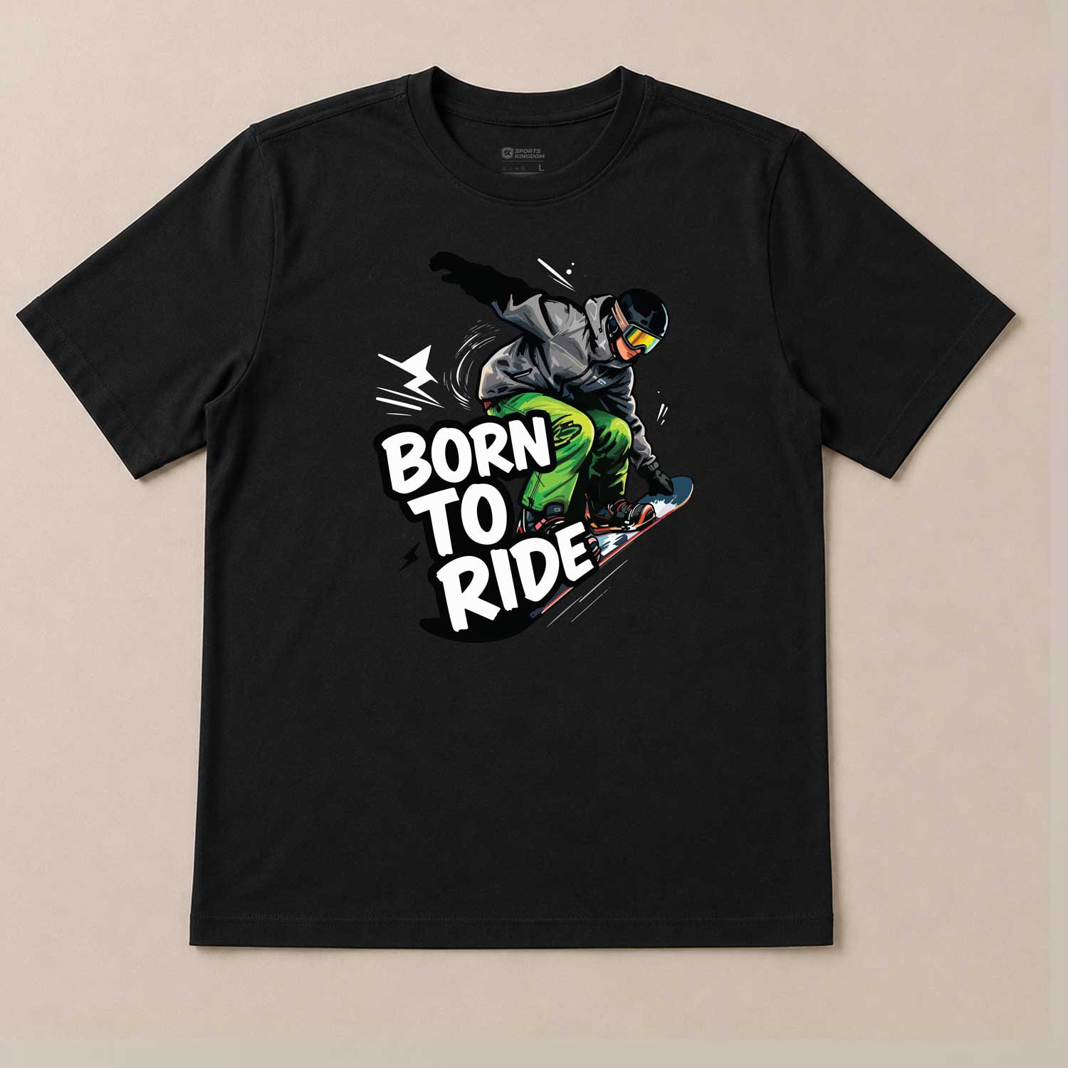 Born to Ride Snowboard Graphic White T-Shirt - Image 4