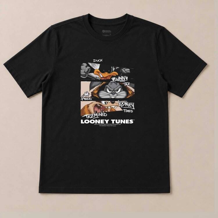 Looney Tunes Graphic Black T-Shirt – Classic Cartoon Streetwear Tee