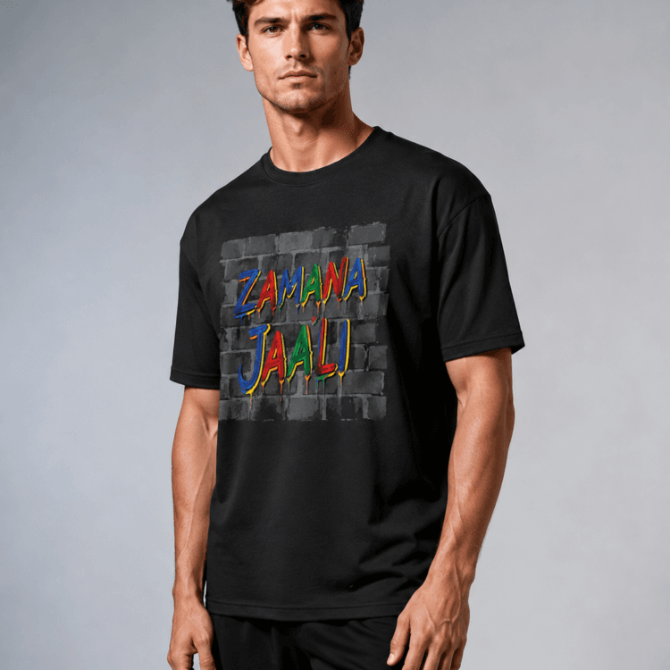 Zamana Jali Graphic Black T-Shirt – Modern Streetwear Fashion for Men