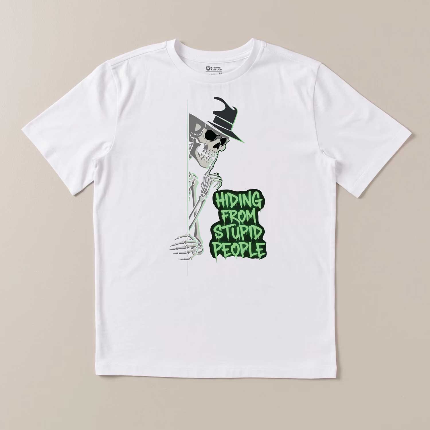 Hiding From Stupid People Skeleton Black T-Shirt - Image 2