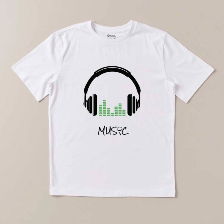 Music Headphones white T-Shirt – Minimalist Graphic Tee