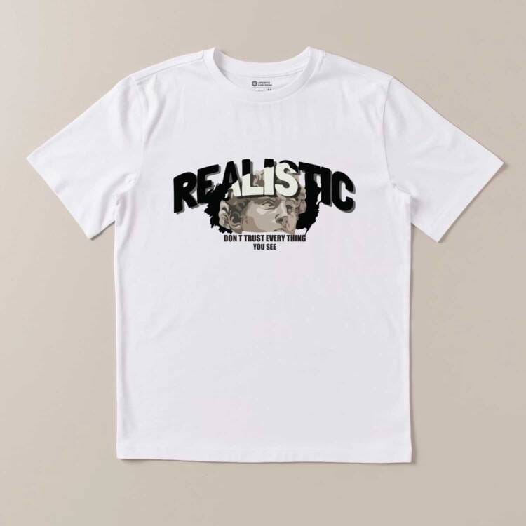 Realistic Graphic White T-Shirt – Premium